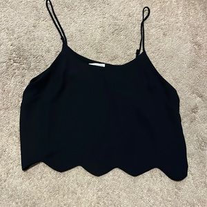 Black scalloped crop top